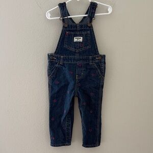 OshKosh B'gosh Kids Heart Denim Overalls - Dark Blue 18 Months